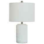 StyleCraft - Joni Ceramic Table Lamp-White Finish-White Drum - Whether you want it in the living room or study, the Joni table lamp is a versatile way to bring light into a room. It is made of ceramic, so you can be certain it is not going anywhere, and features a white finish. Brilliant illumination shines through the round, hardback shade, so you can bring warmth into any room of your house.