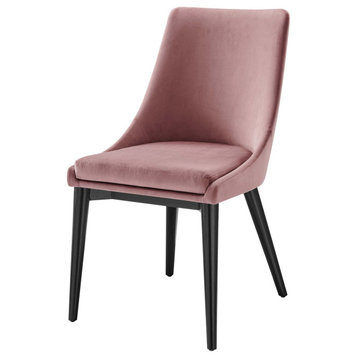 Side Dining Chair, Pink, Velvet, Modern, Kitchen Bistro Restaurant Hospitality