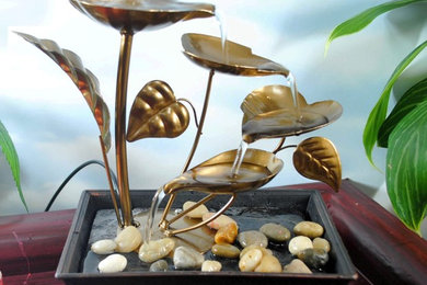 Buy Attractive Metal Leaves LED Tabletop Fountain - Importwala.com