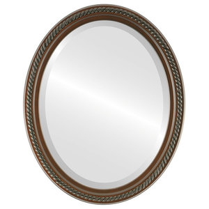 18x22 Outside Dimensions Virginia Style Oval Beveled Wall Mirror for Home Decor Walnut 