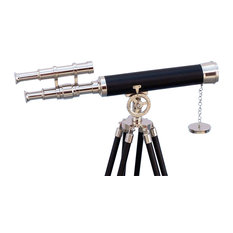 Nautical Decor Gifts Home Accents Admirals Floor Standing Br With Leather Telescope 60