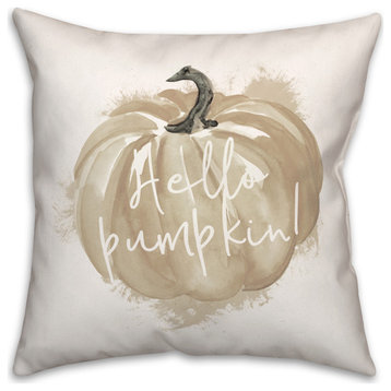 Hello Beige Pumpkin 18x18 Spun Poly Pillow