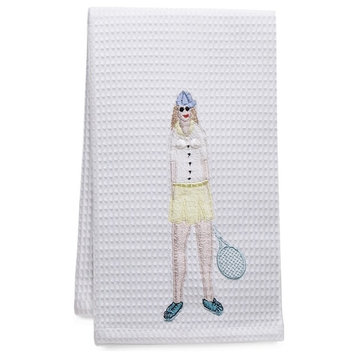Waffle Weave Guest Towel,Hemmed Edge, Tennis Lady
