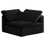 Meridian Furniture - Cozy Velvet Upholstered Overstuffed Corner Chair, Black - Bring home this Cozy corner chair for a fresh new look. Embrace casual elegance with this Cozy velvet cloud-like comfort modular fiber-filled seating option. Handsome from all angles, this piece features soft black velvet upholstery to make it an easy fit in any room. This modular piece can be combined with other items in the Cozy collection to create a seating group of your dreams. The cushions on this piece are exceptionally comfortableand filled with fiber for luxury that you deserve as you rest and relax.