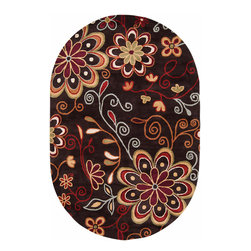 Athena Multicolor Floral Oval Area Rug - Area Rugs