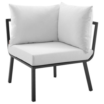 Riverside Outdoor Patio Aluminum Corner Chair, Gray White