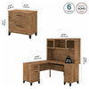Somerset 60W L Desk with Hutch & File Cabinet in Fresh Walnut - Engineered Wood