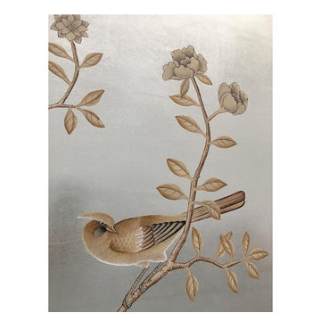 Gold Foil Hand-Painted Silk Wallpaper
