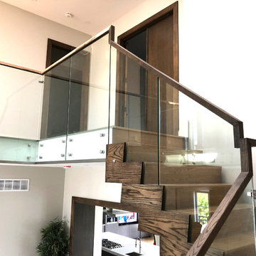 Dexter Modern Wood Cladding Staircase and Glass Railing