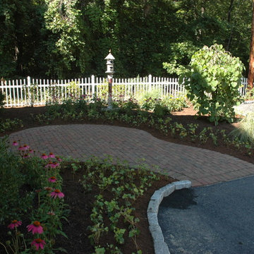 Brick landing entrance and landscape