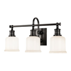 Keswick 3-Light Bath and Vanity With Opal Glossy Glass Shade, Old Bronze