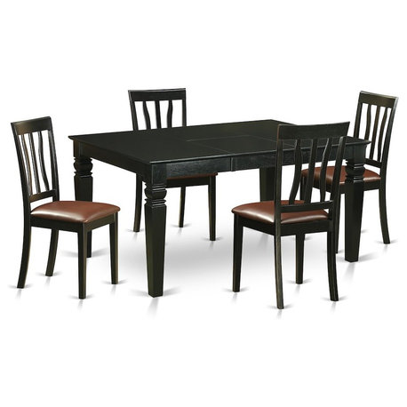 5-Piece Table and Chair Set for Table and 4 Dining Chairs, Black