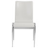 Eurostyle Grace Side Chair, White Leather and Chrome, Set of 4