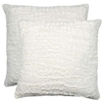 HomeRoots 18" x 18" x 5" Ivory Mink, Faux Pillow 2-Pack