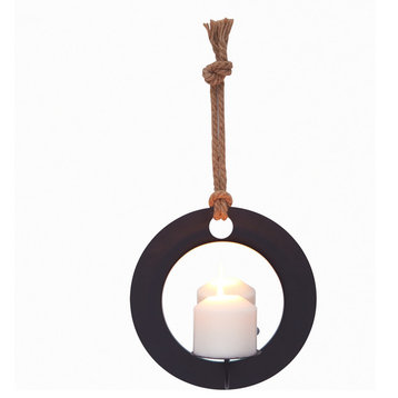 Round Pillar Candle Sconce With Rope