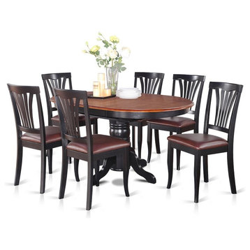 7-Piece Dining Room Set-Oval Table With Leaf And 6 Dining Chairs