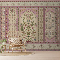 Madhuban Indian Floral Jharoka Wallpaper in Suneherii Collection Pink - Wallpaper