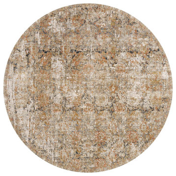 Theia Area Rug by Loloi, Taupe/Gold, 7'10"x7'10" Round
