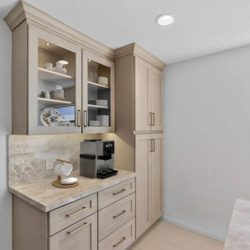 Carlsbad Kitchen Coffee Station & Glass Cabinets