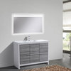 KubeBath Dolce 48" Bathroom Vanity With White Quartz Countertop, Ash Gray, Ash G