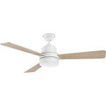 Progress Lighting - Trevina II 1 Light 52 in. Indoor Ceiling Fan, White - The 52 inch Trevina II features three blades available in Antique Bronze finish. Coolly modern, the Trevina II ceiling fan offers both form and function with an energy efficient 17W LED source with a 3000K-color temperature. Features a wall control switch. Can be used to comply with California Title 20.