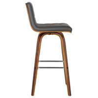 Vienna 26" Barstool, Walnut Wood Finish With Gray PU Upholstery