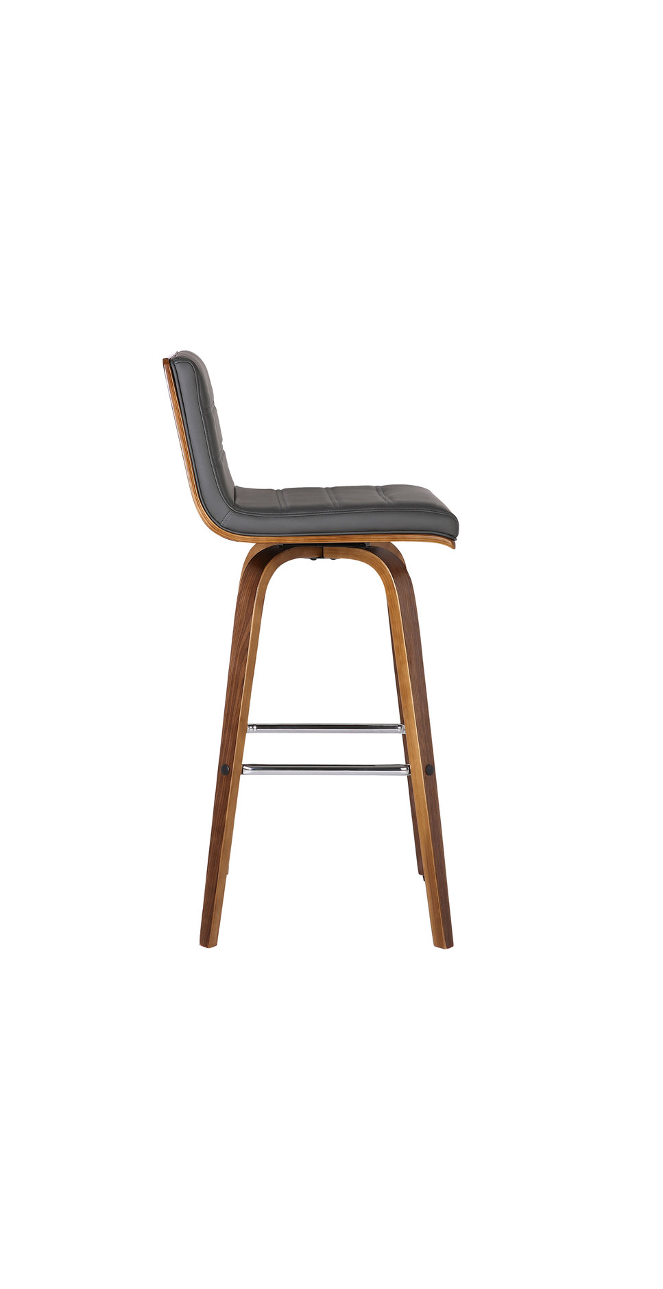 Vienna 26" Barstool, Walnut Wood Finish With Gray PU Upholstery