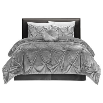 Grace Living Oden 5 Pc Comforter Set, Silver, Full/Queen