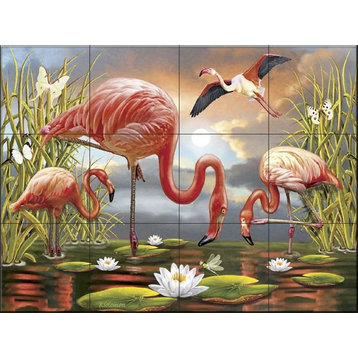 Tile Mural, Flamingos by Rosiland Solomon