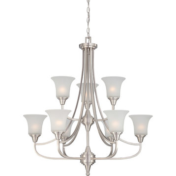 Surrey 9 Light - Two-Tier Chandelier With Frosted Glass