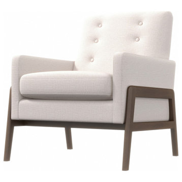 Bianca Mid-Century Modern Tufted Back Upholstered Lounge Chair, Cream