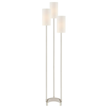 Aimee Floor Lamp in Polished Nickel with Linen Shades