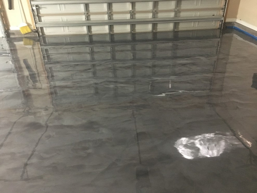 Garage Wow Factor Custom Metallic Epoxy Concrete Floor Seaside