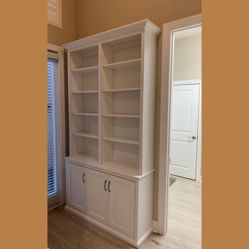 Custom Traditional Open Bookcases with Raised Panel Doors