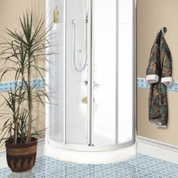 Maax Breeze One Piece Round Corner Shower Without Roof Cap and 1/2" IES Thermost - Shower Stalls And Kits