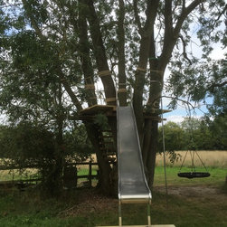 Magical Tree-deck around 7 trees with Rope Ladder access, Slide, Fireman's Pole, - Products