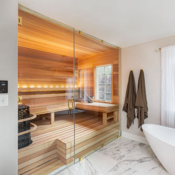An Elegant Master Bathroom Sauna Retreat