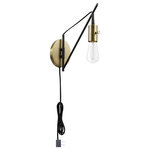 Novogratz x Globe Electric - Novogratz x Globe Exeter 1-Light Bronze Plug-In/Hardwire Swing Arm Wall Sconce - An exposed bulb, bronze finish, brass accents and a trendy swing arm - these come together to add dimension to the Exeter Wall Sconce that you simply cannot find anywhere else. With a complete vintage industrial look this sconce complements a variety of interior designs and stands out against a colorful wall just as easily as against modern white decor. The ultra-functional swing arm adds to this knock-out design while the 2-in-1 feature allows you to place the light anywhere you want. You're not restricted by the need for an existing hardwire connection, simply use the six-foot cord to place your sconce anywhere there's an outlet. The options are endless! Decorate with the Novogratz and Globe Electric - lighting made easy.