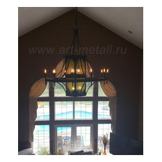 Wrought iron chandelier wagon wheel style