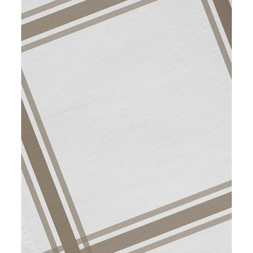 Windowpane Plaid Geometric Print Napkin, Flax, Brown, Set of 4