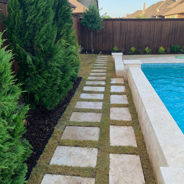 Pool Landscaping & Travertine Walking Path