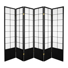6' Tall Zen Shoji Screen, Black, 6 Panels