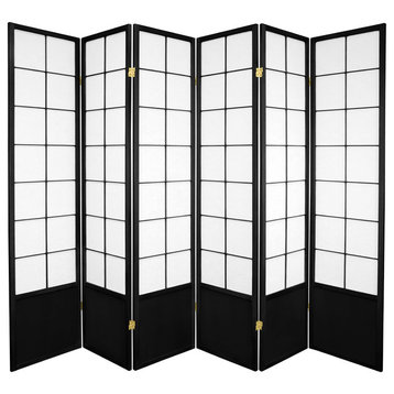 6' Tall Zen Shoji Screen, Black, 6 Panels
