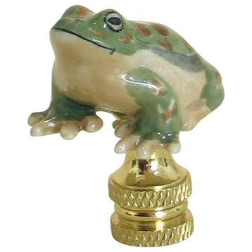 Green Frog Lamp Finial Porcelain 1.5"h