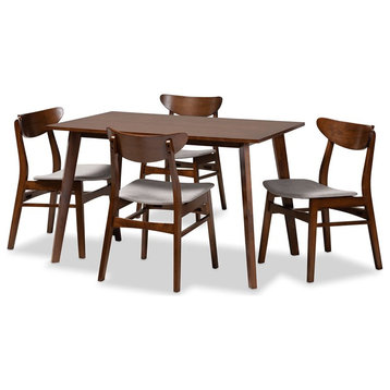 Baxton Studio Orion Gray Upholstered Wood 5-Piece Dining Set