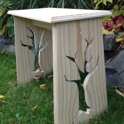 Wood Tree Bench - Upholstered Benches
