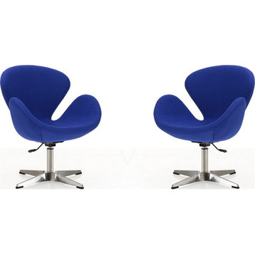 Manhattan Comfort Raspberry Fabric Accent Chair in Blue (Set of 2)