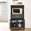 Hodedah Microwave Contemporary Wooden Kitchen Cart in Grey-Oak Finish