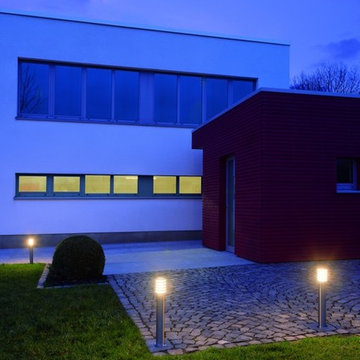 Big Nails Plus 50 Outdoor Bollard, Stainless Steel Finish with Satin Shade