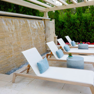 Hinsdale, IL Rectilinear Pool with Hot Tub Inside and Infinity Edge